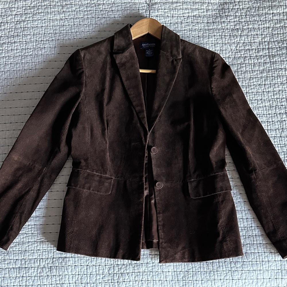 Ann Taylor Dark Brown Suede Blazer